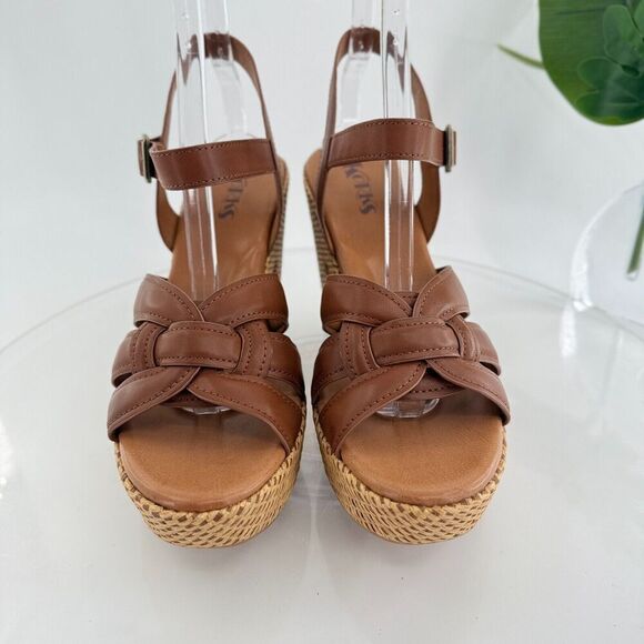Korks Kork Ease Dee Sandals Women's 11 Brown Faux Leather Platform Wedge - Picture 5 of 16